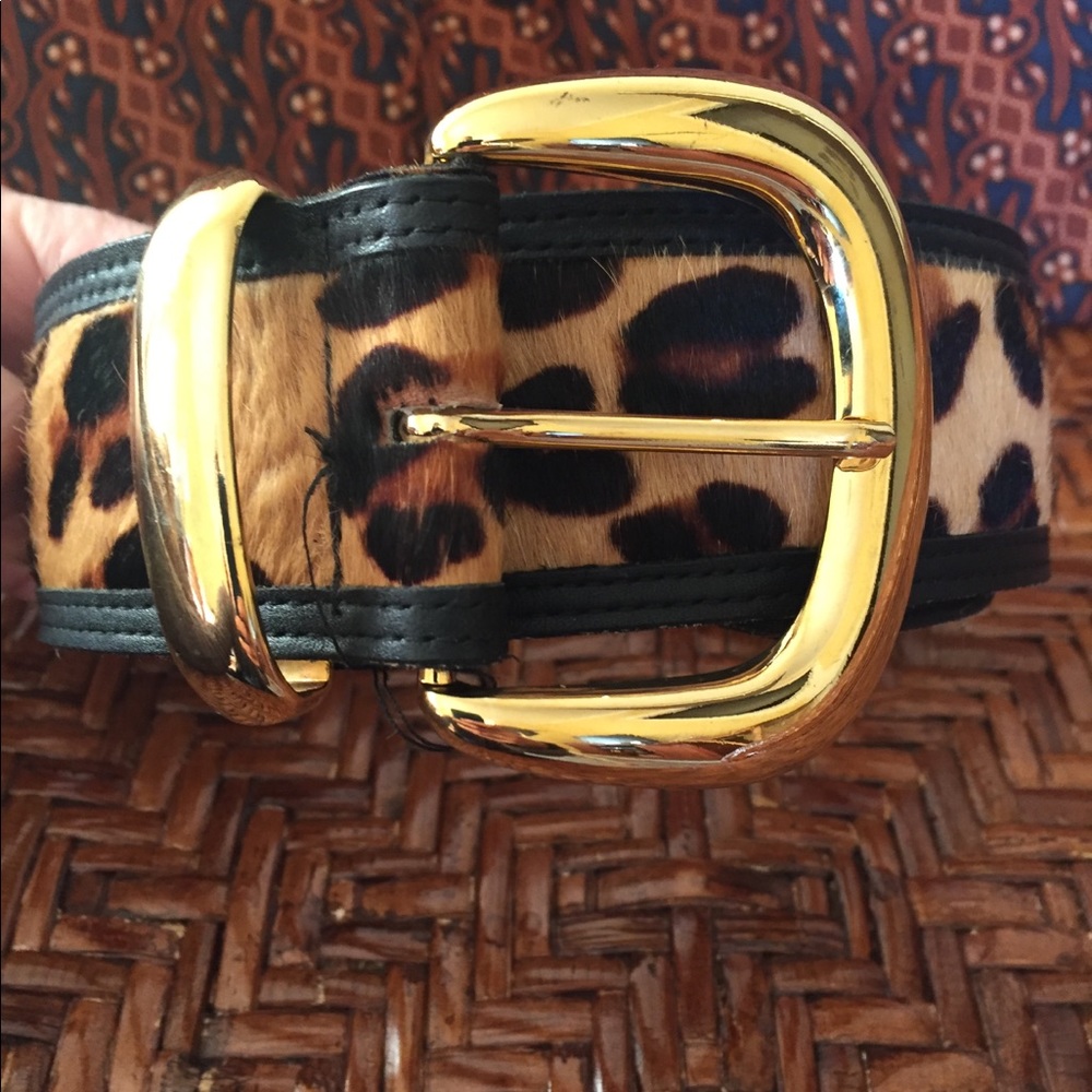 Vintage Pony Hair and Leather  Leopard belt